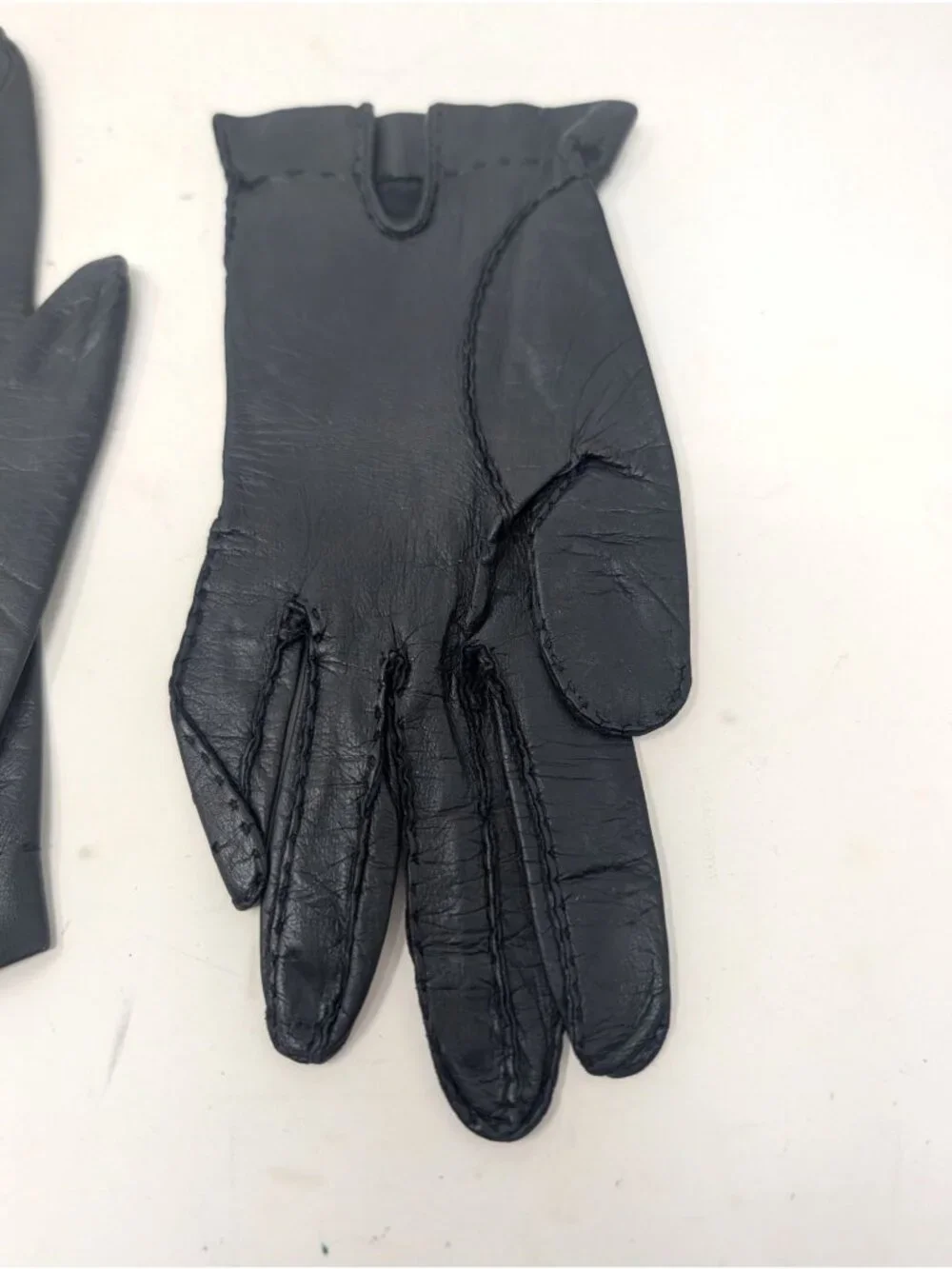 Vintage Black Leather Gloves X Small Perforated